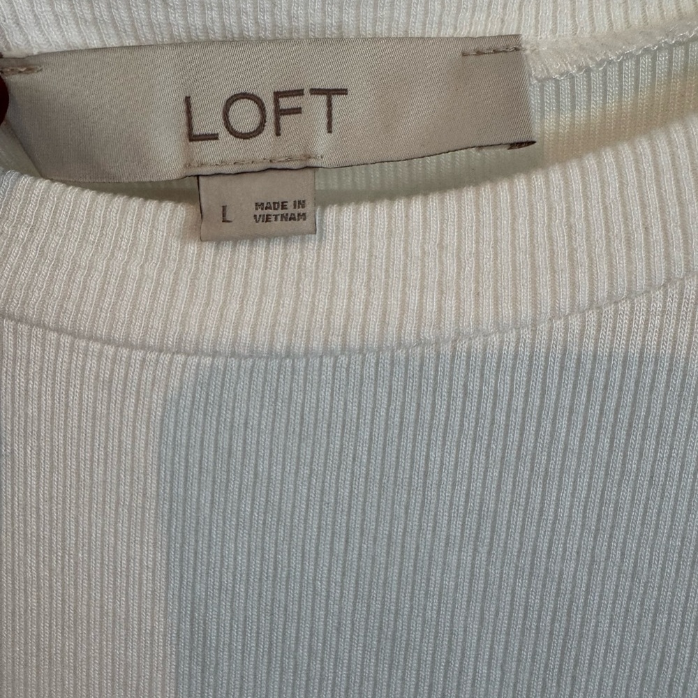 LOFT Ivory Ribbed Knit Top - Picture 3 of 4